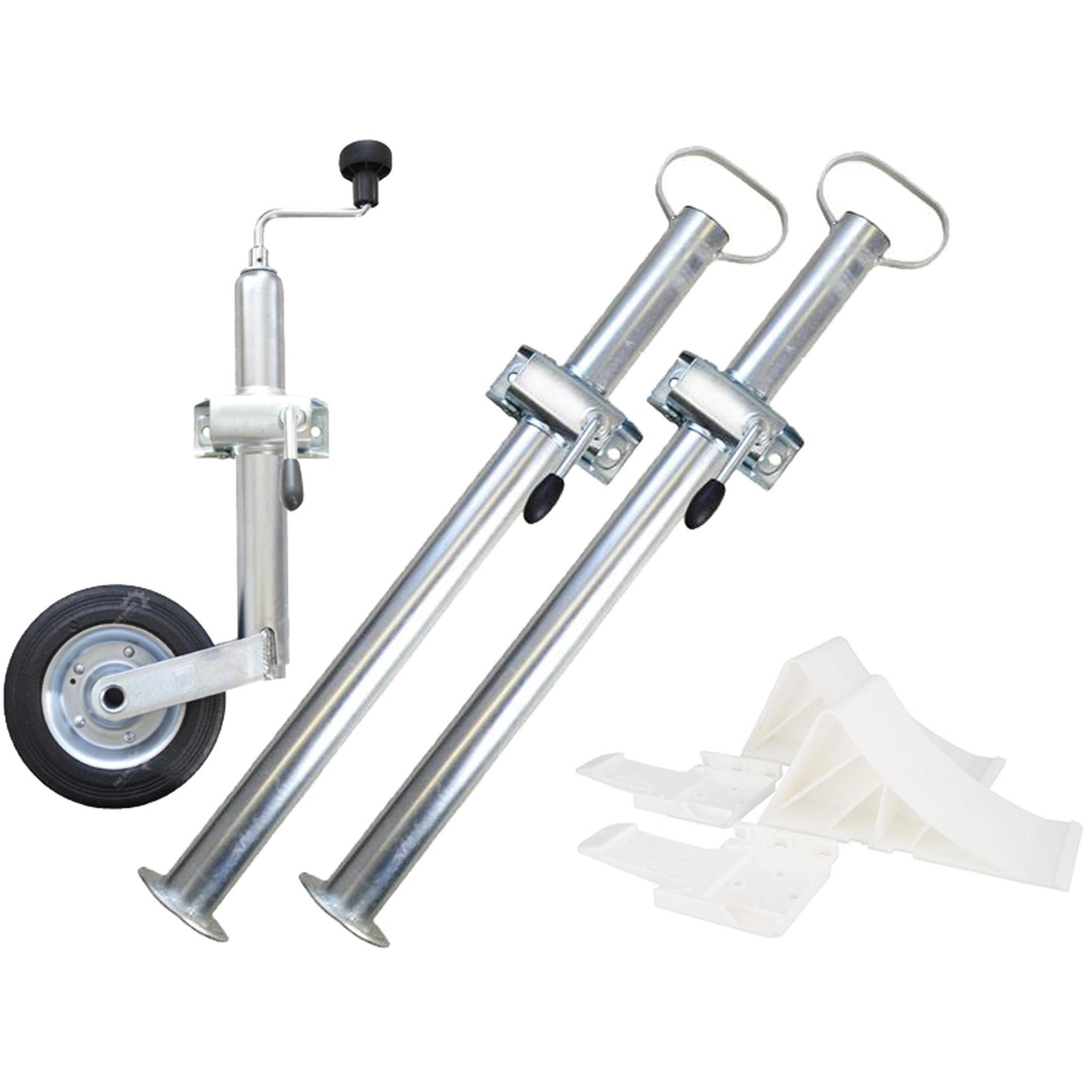 Trailer SET No.2 HD (1 jockey wheel, 2 wedges [WHITE], 2 supports, 3 clamp holders)