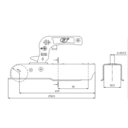 SPP ZSK-750H ball coupling 50mm square 750kg