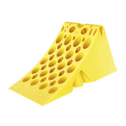 Wheel chock yellow with anti-slip DIN 76051-E53