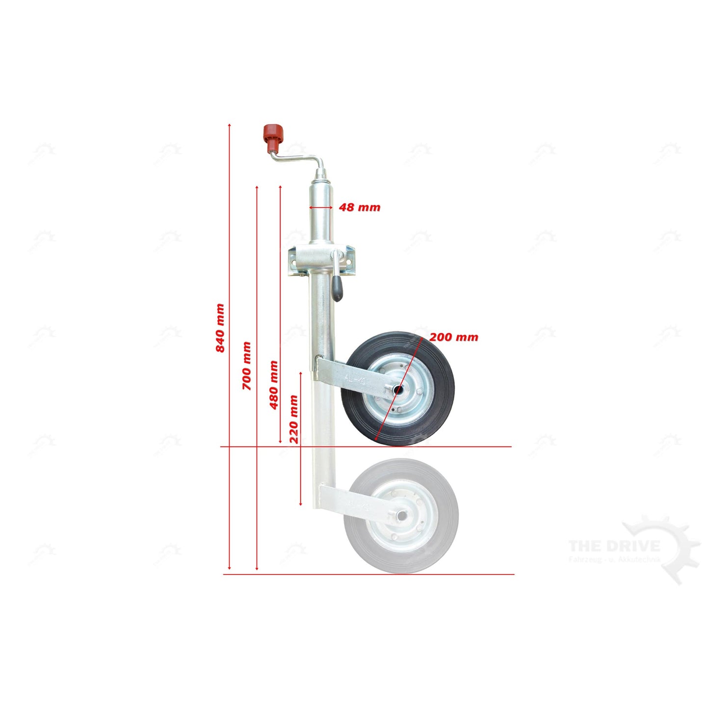 AL-KO jockey wheel Compact 150 kg steel rim, solid rubber with clamp holder