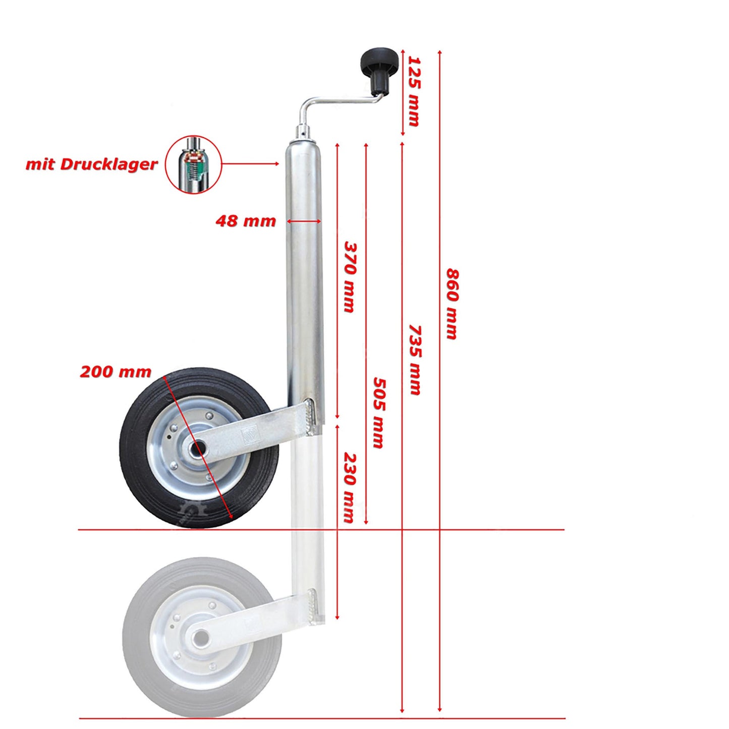 TMN support wheel 150KG Ø 48mm