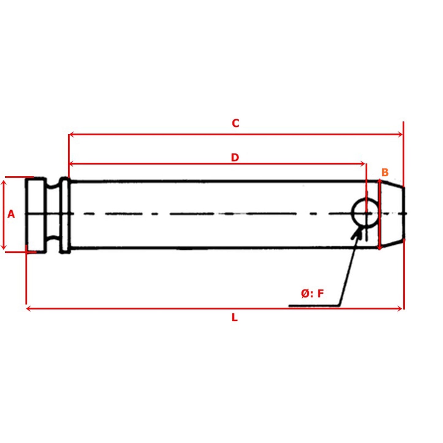 Galvanized upper link pin Cat.1, D.19 D.25 L.138mm