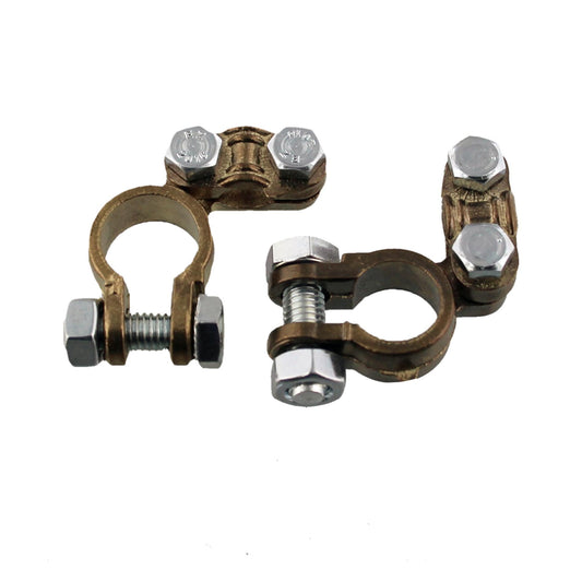 Battery pole clamp set +/- cast brass 10-35mm²