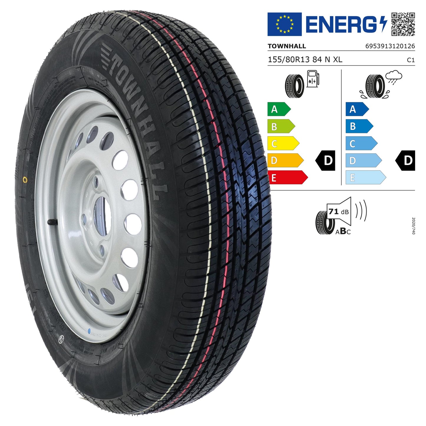 Komplettrad 155/80 R13 84N M+S auf 4Jx13H2 Felge 4x100 ET30