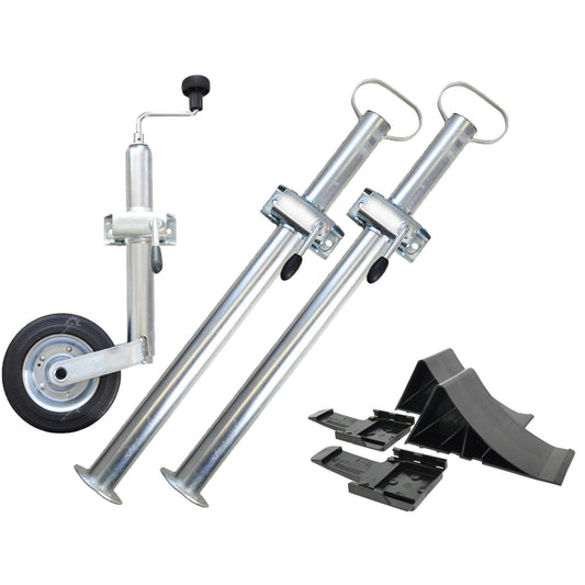 Trailer SET No.2 HD (1 jockey wheel, 2 wedges [BLACK], 2 supports, 3 clamp holders)