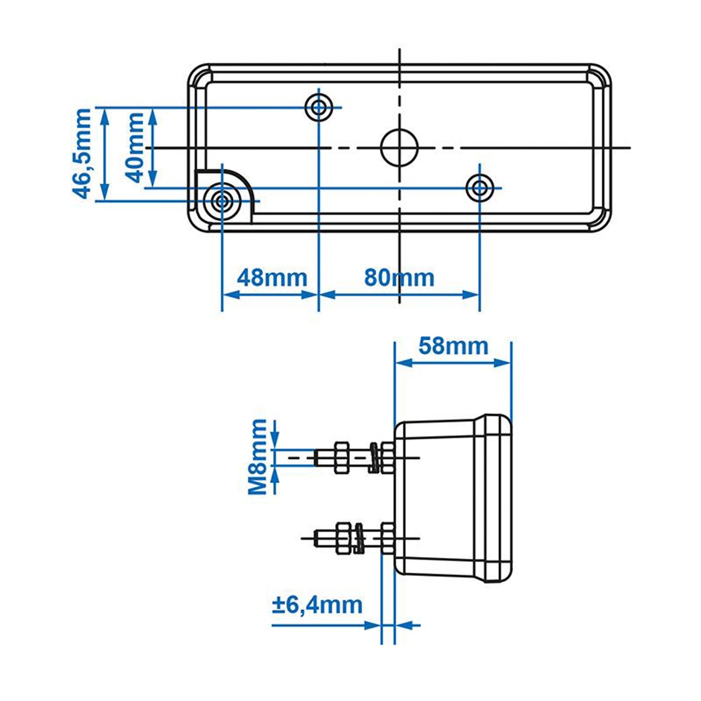 DDR rear light 4 functions 210x83mm multifunctional light Radex 8101