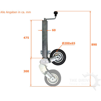 Automatic support wheel 60mm square, 2-hole, 400kg support load