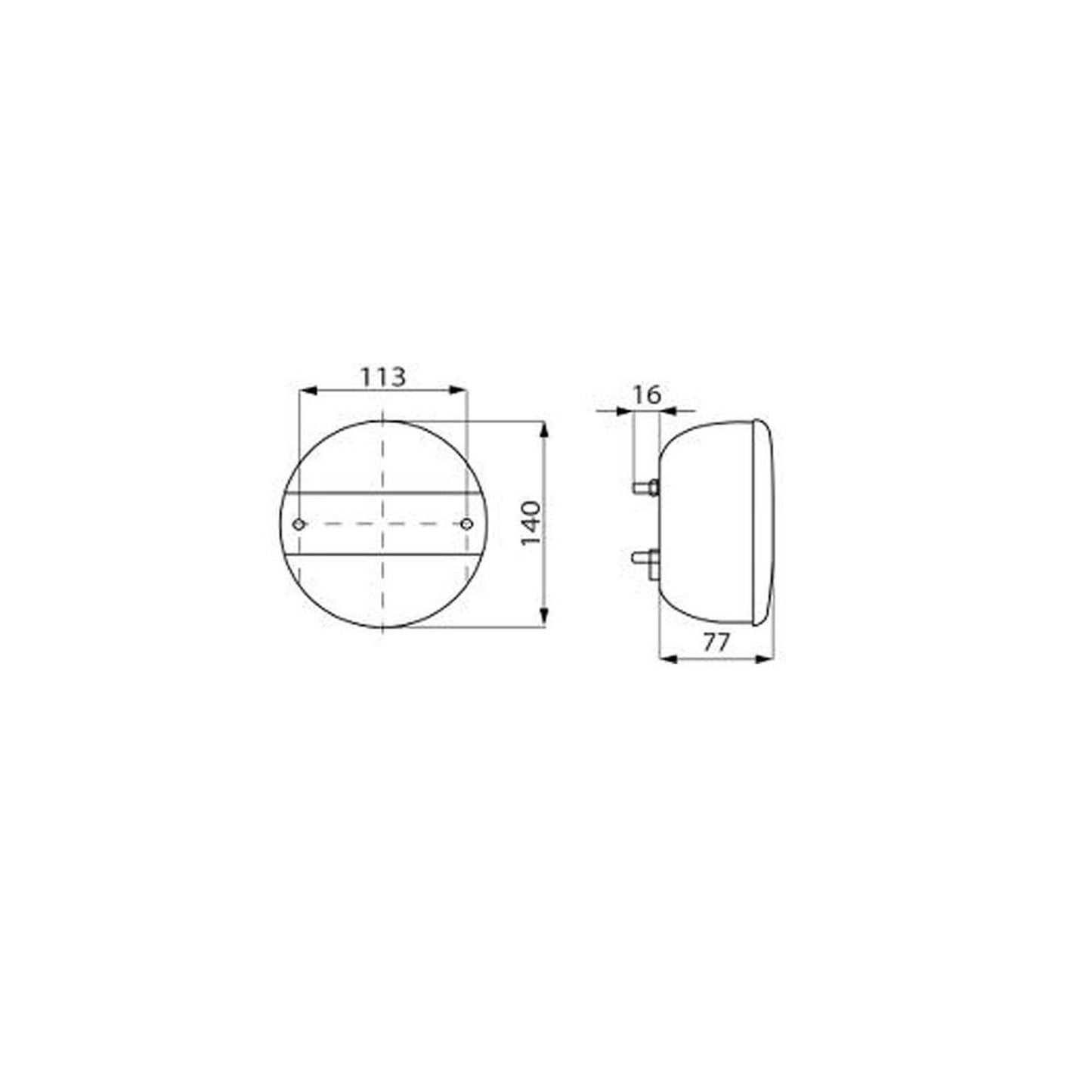 Rückleuchte 3 Funktionen Rund Ø140mm