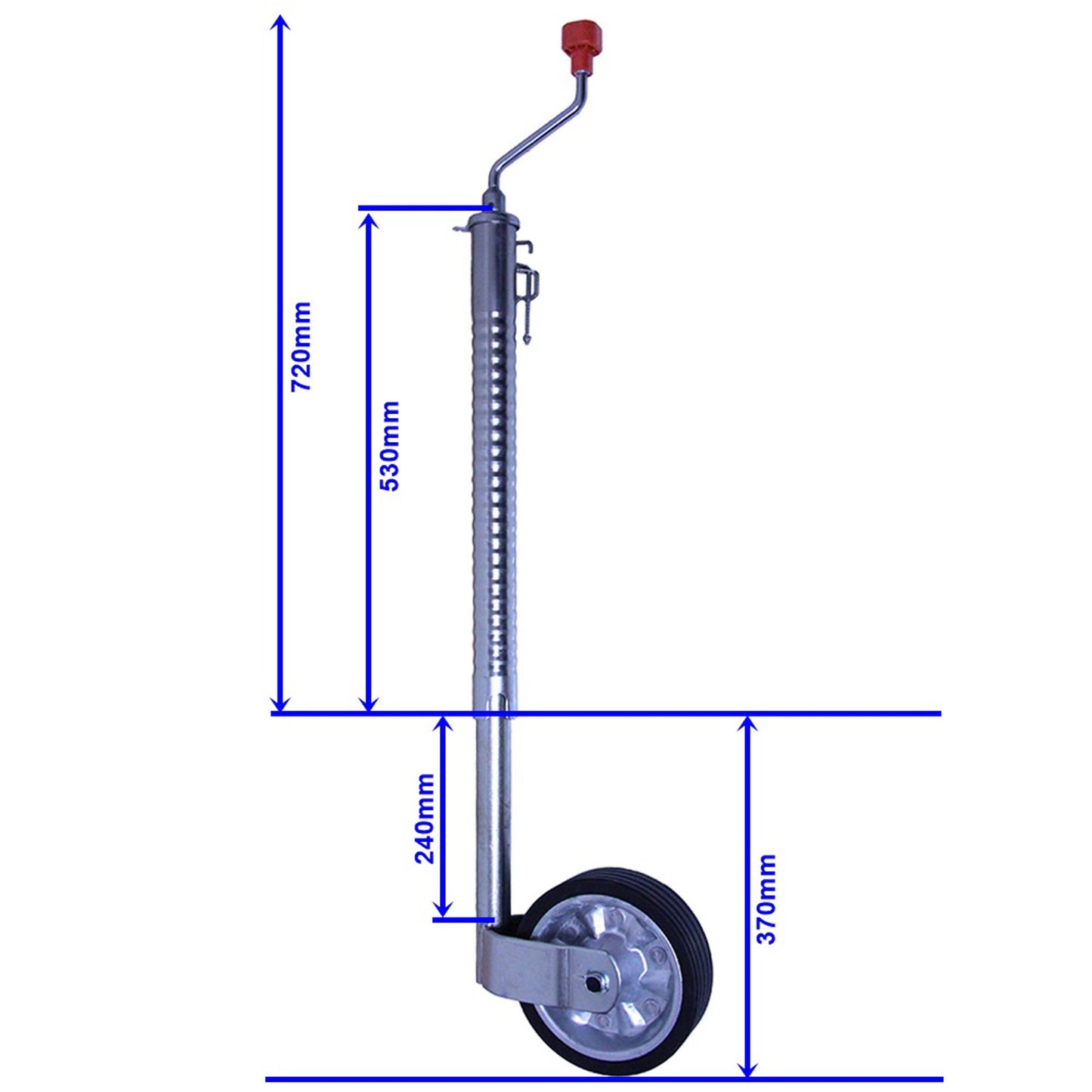 Support wheel 48mm with solid rubber tires 300kg ribbed version