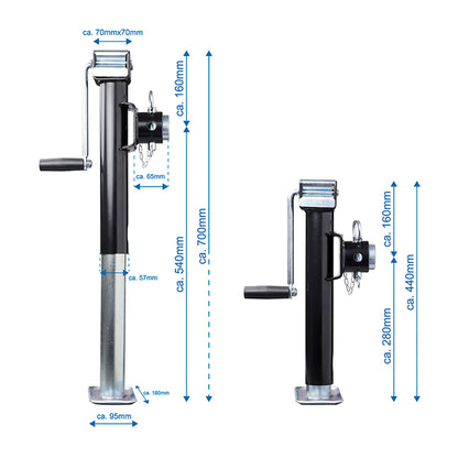 Turning support 440-700mm foldable 1000kg with flange