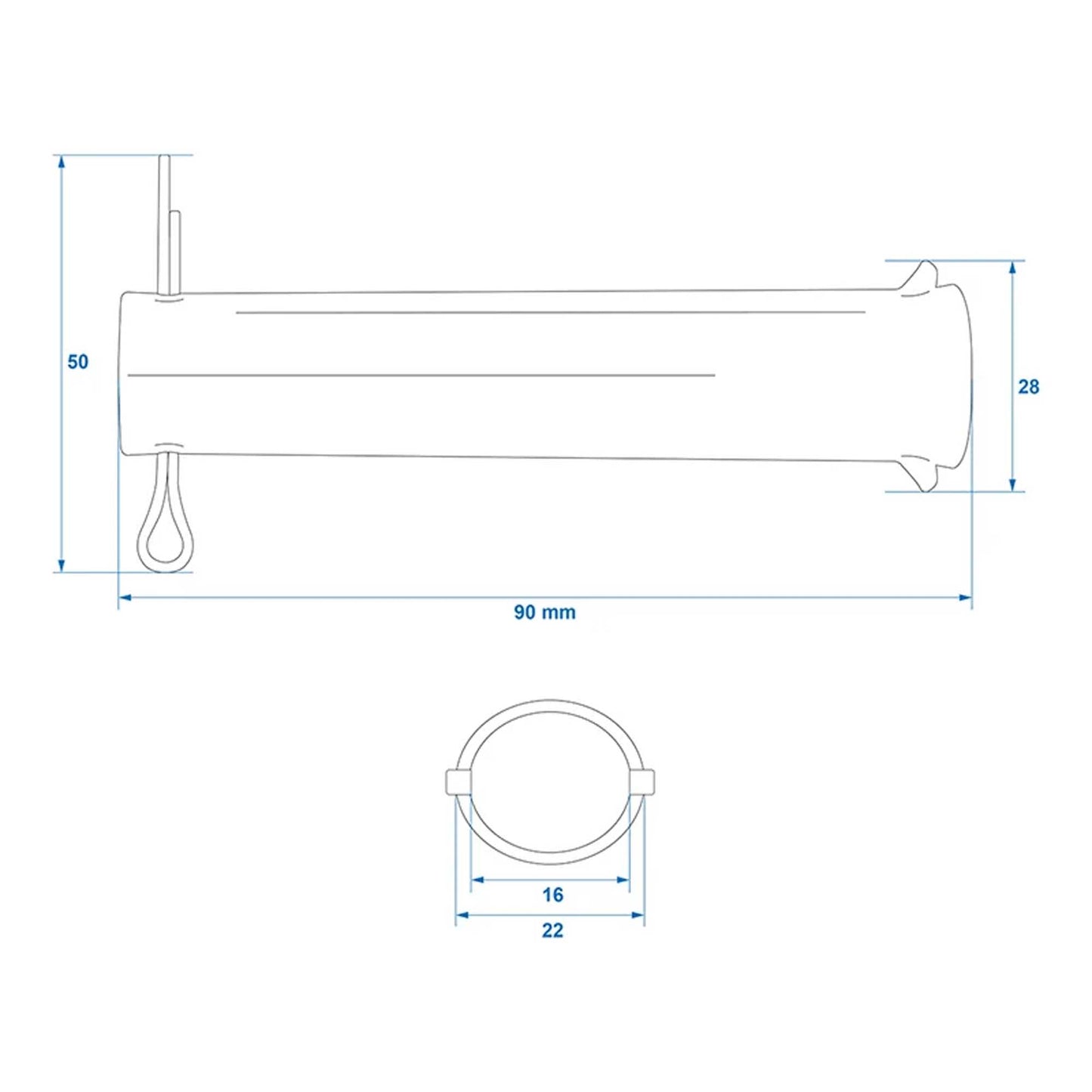 Axle with split pin for support wheel 48mm Ø20mm x 85mm