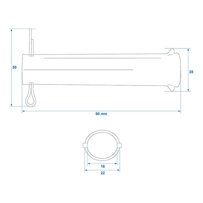 Axle with split pin for support wheel 48mm Ø20mm x 85mm