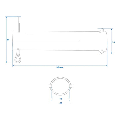 Achse mit Splint für Stützrad 60mm Ø20mm x 90mm