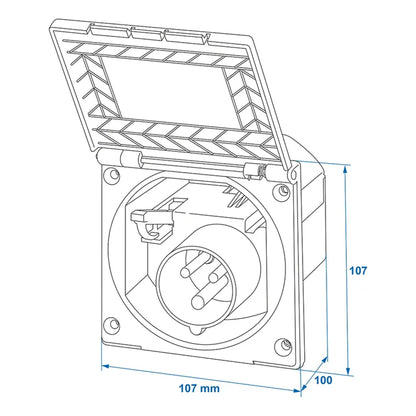 CEE - Einspeisestecker Einbau eckig schwarz - TMN - shop.de