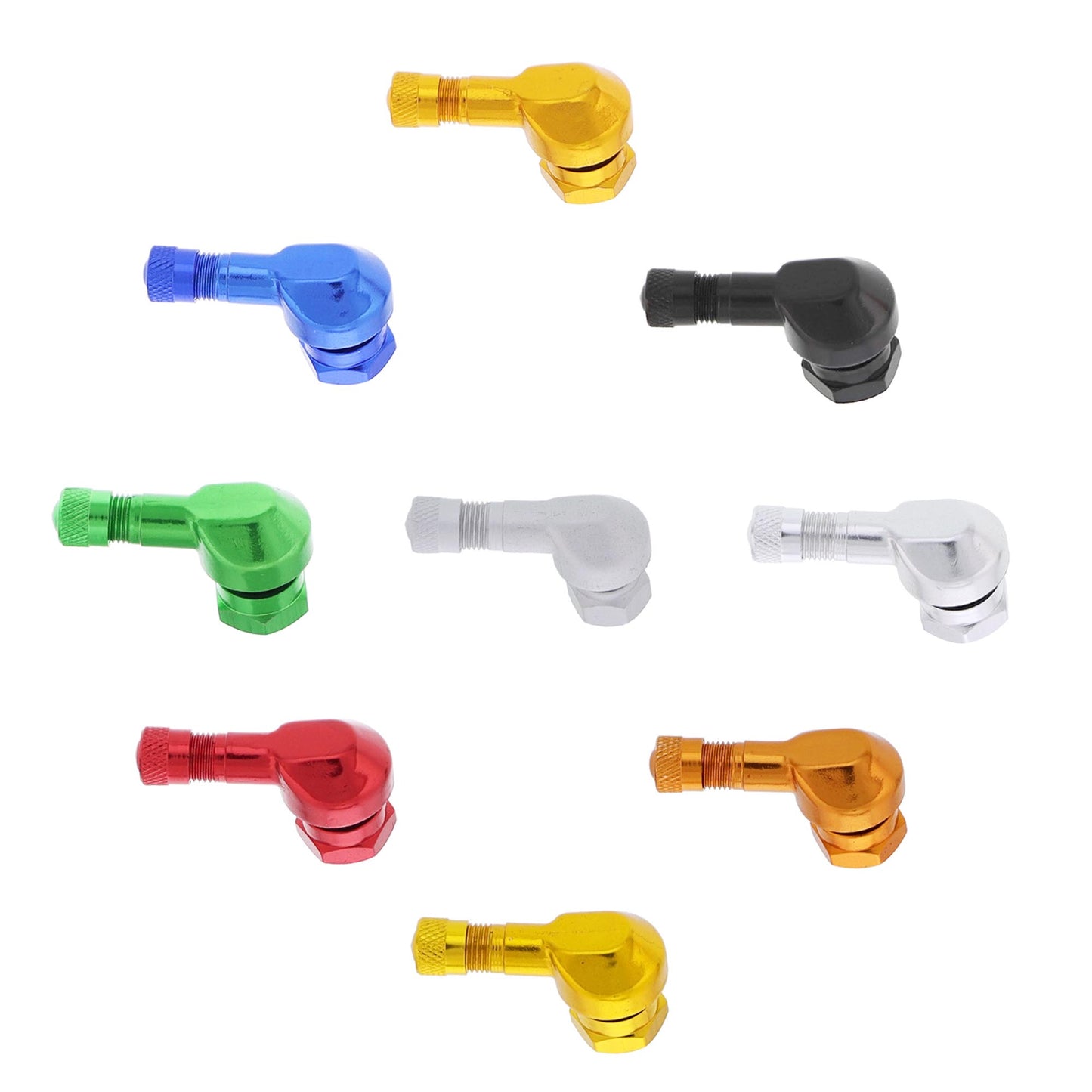 Aluminum screw valve angled 90° motorcycle