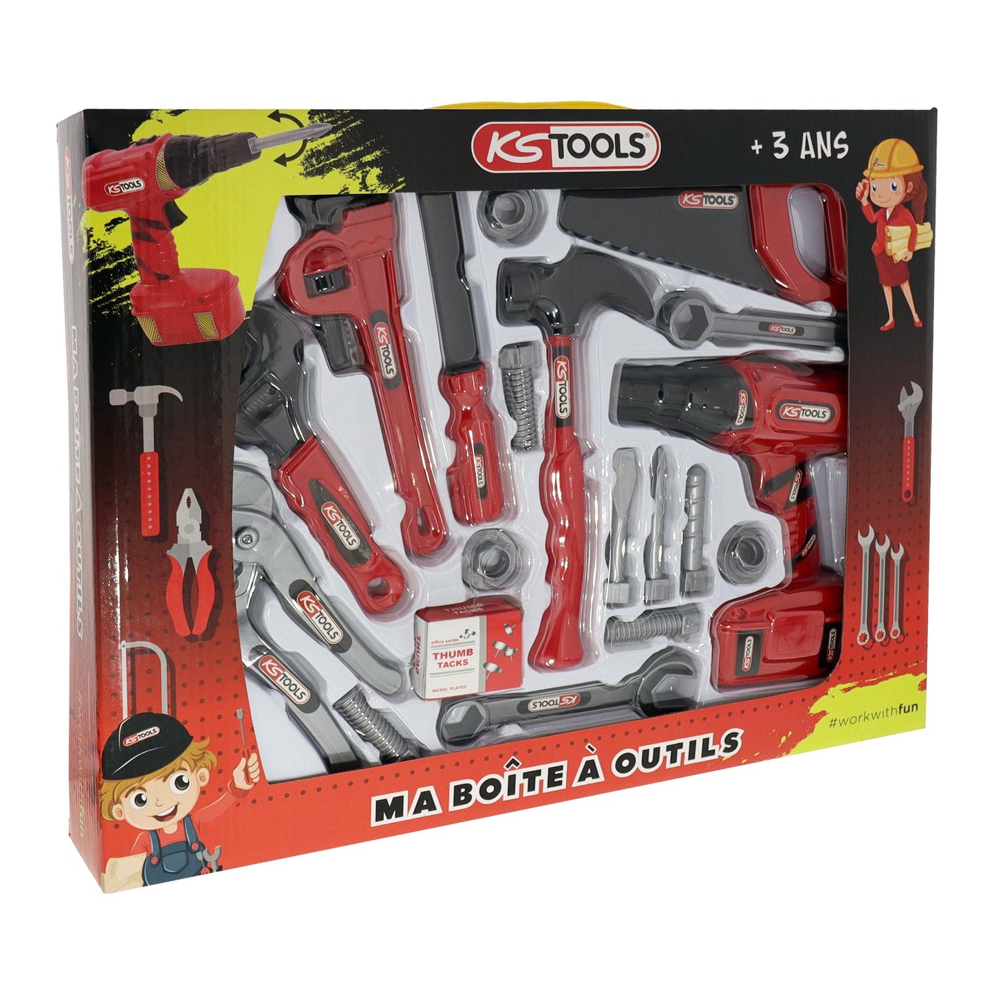 KS Tools 18-piece toy tool set for children with cordless screwdriver from 3 years