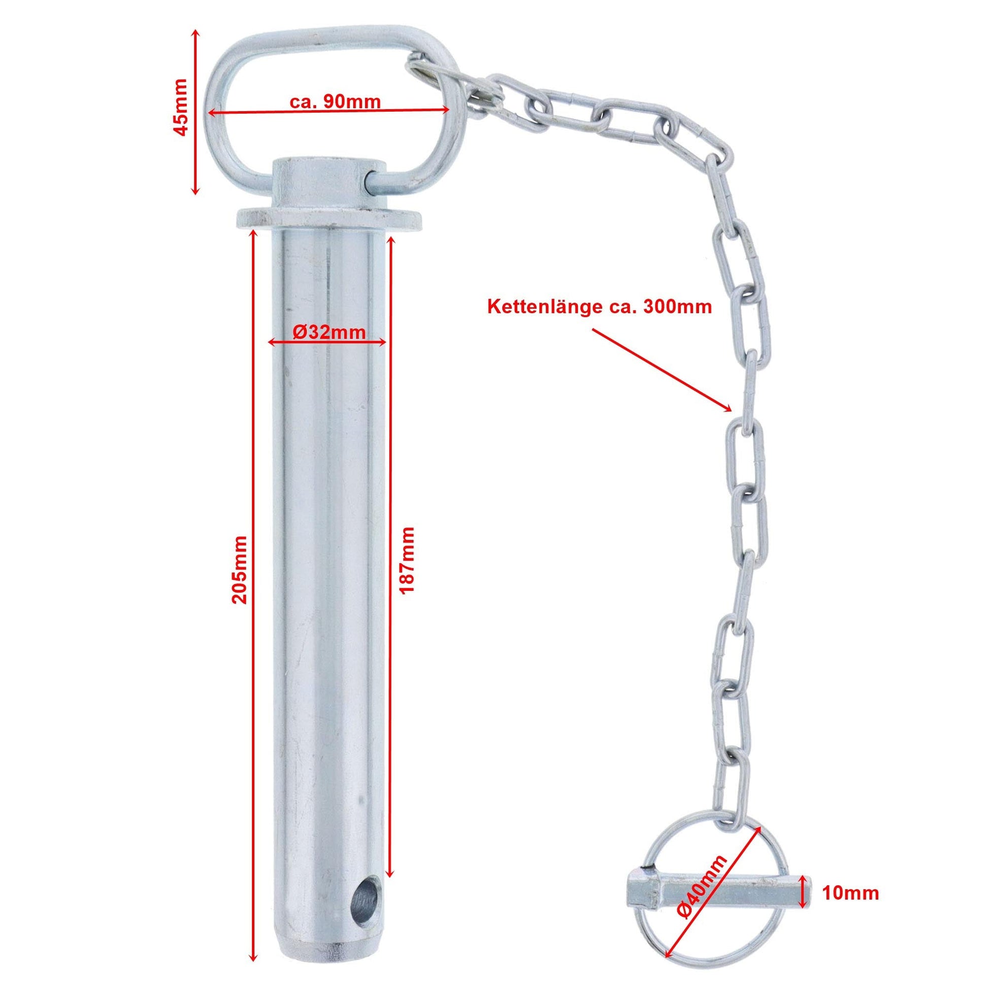 Oberlenkerbolzen mit Handgriff & Kette Kat.3 L. 187mm - TMN - shop.de