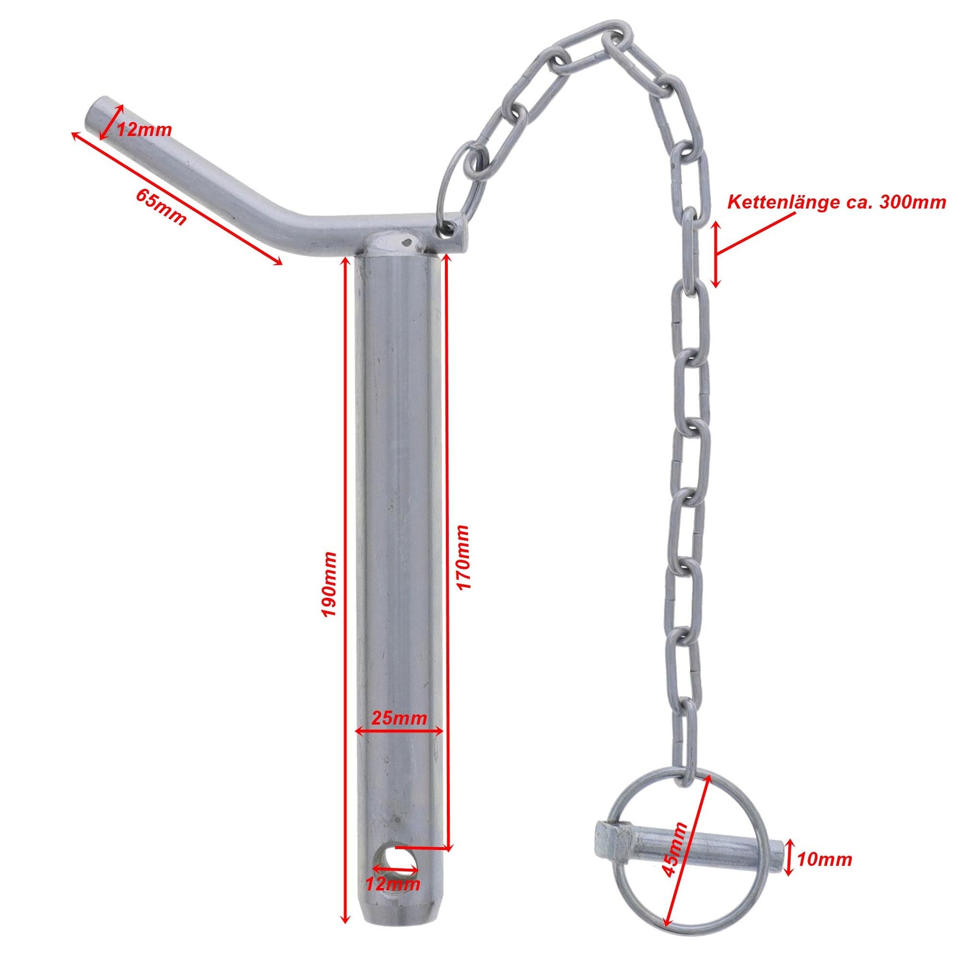 Oberlenkerbolzen mit Handgriff und Kette Kat.2 Ø25mm L. 190mm - TMN - shop.de