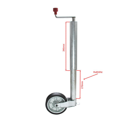 Support wheel 500kg with Ø60mm tube 200x50mm