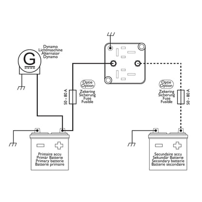 BSR Batterie Trennrelais 12V 140 Ampere + 2 Ringösen 10mm² M6