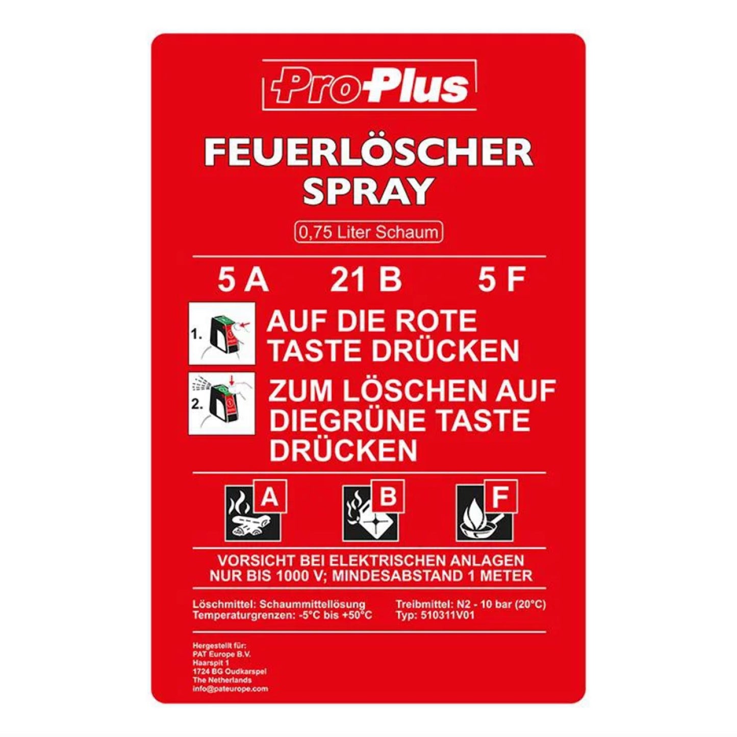 Schaum-Feuerlöscher 750ml ABF Schaum DE