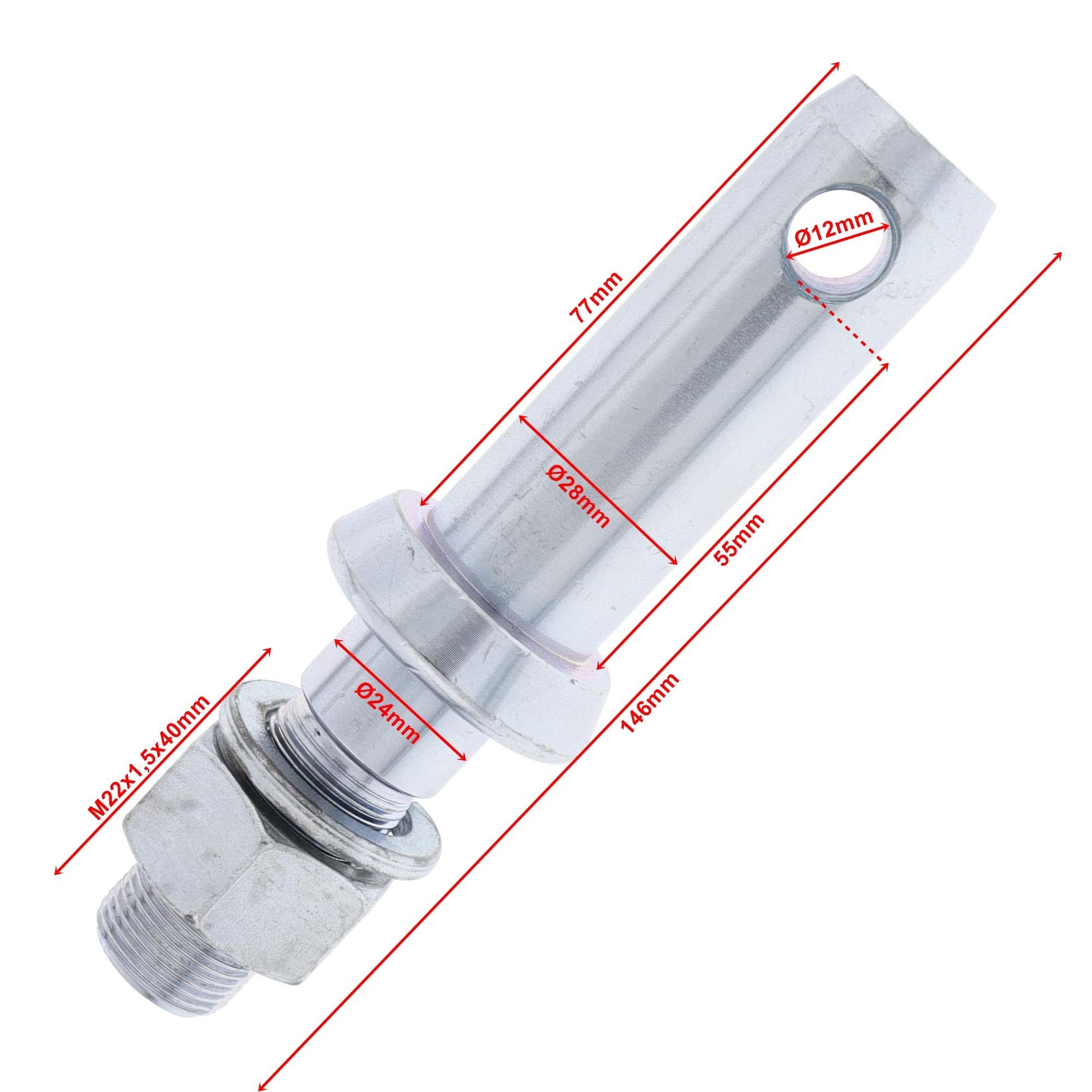 Unterlenkerbolzen Kat.2 zum Verschrauben Ø28mm L. 146mm M22x1,5 B:24mm - TMN - shop.de